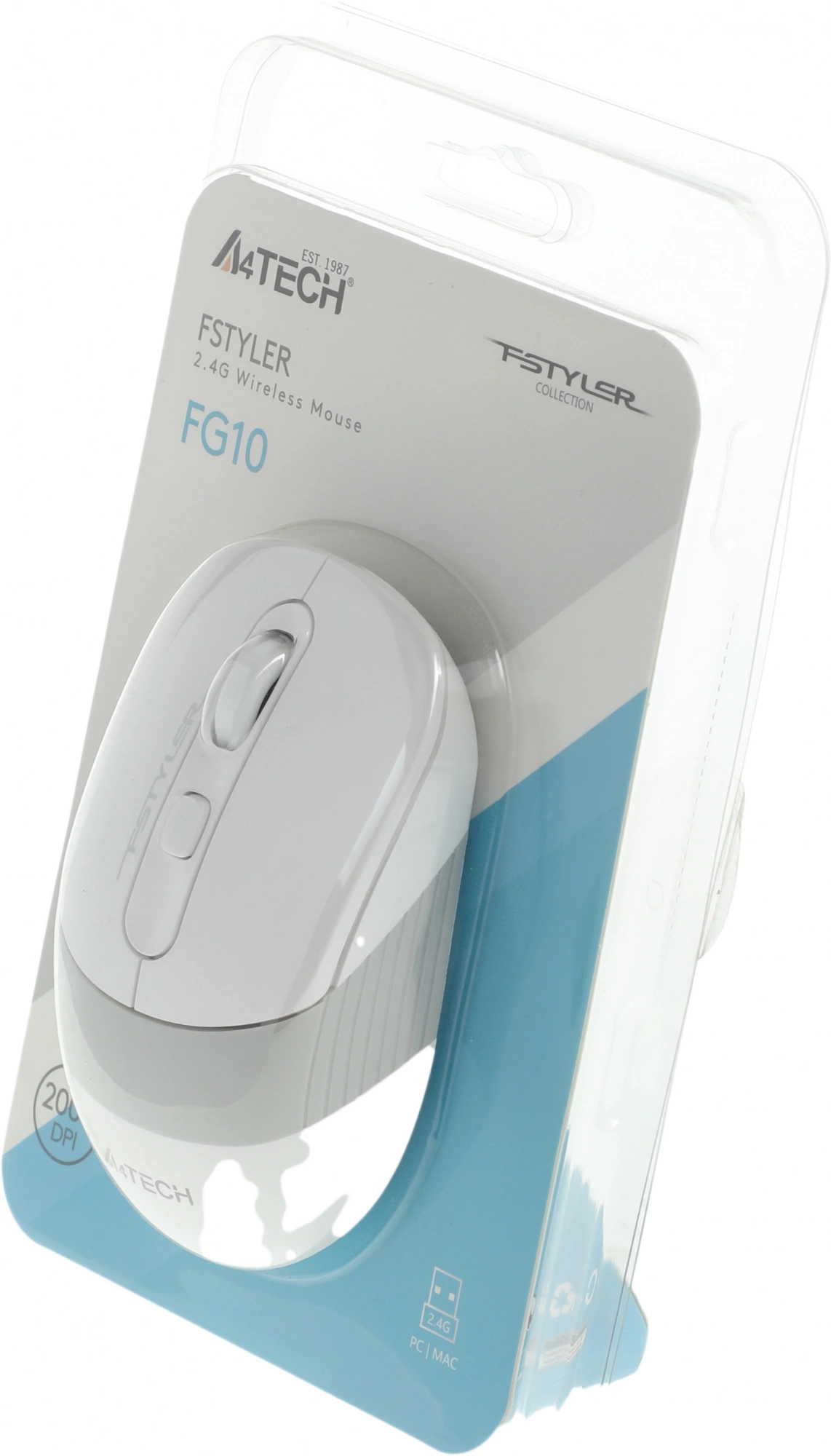 Мышь A4Tech Fstyler FG10 белый/серый оптическая 2000dpi беспров. USB 3but (FG10 WHITE)
