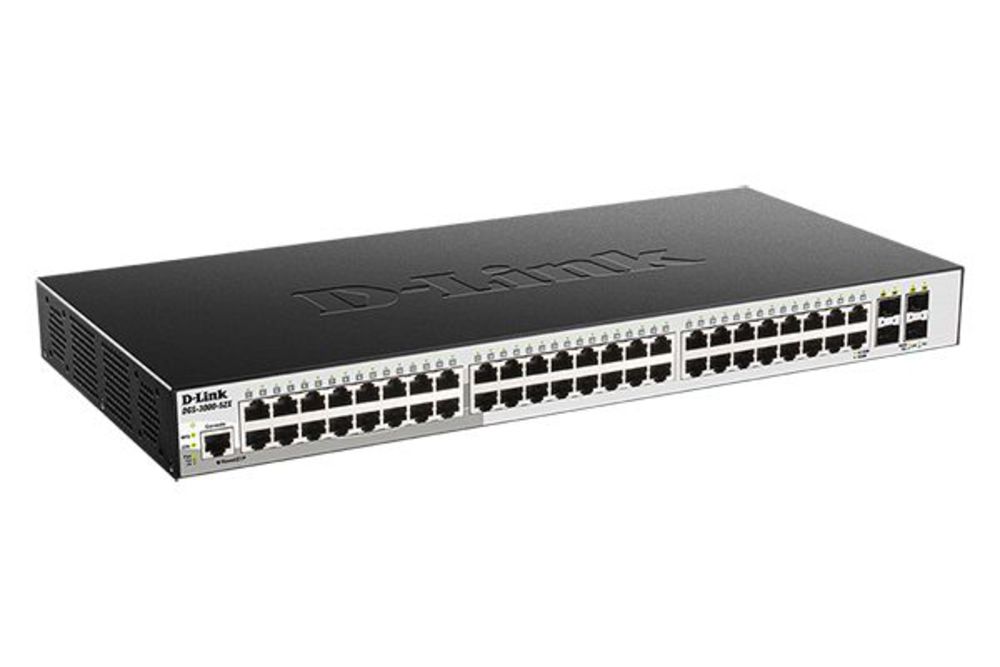 DGS-3000-52X/B2A Управляемый L2 коммутатор D-Link с 48 портами 10/100/1000Base-T и 4 портами 10GBase-X SFP+