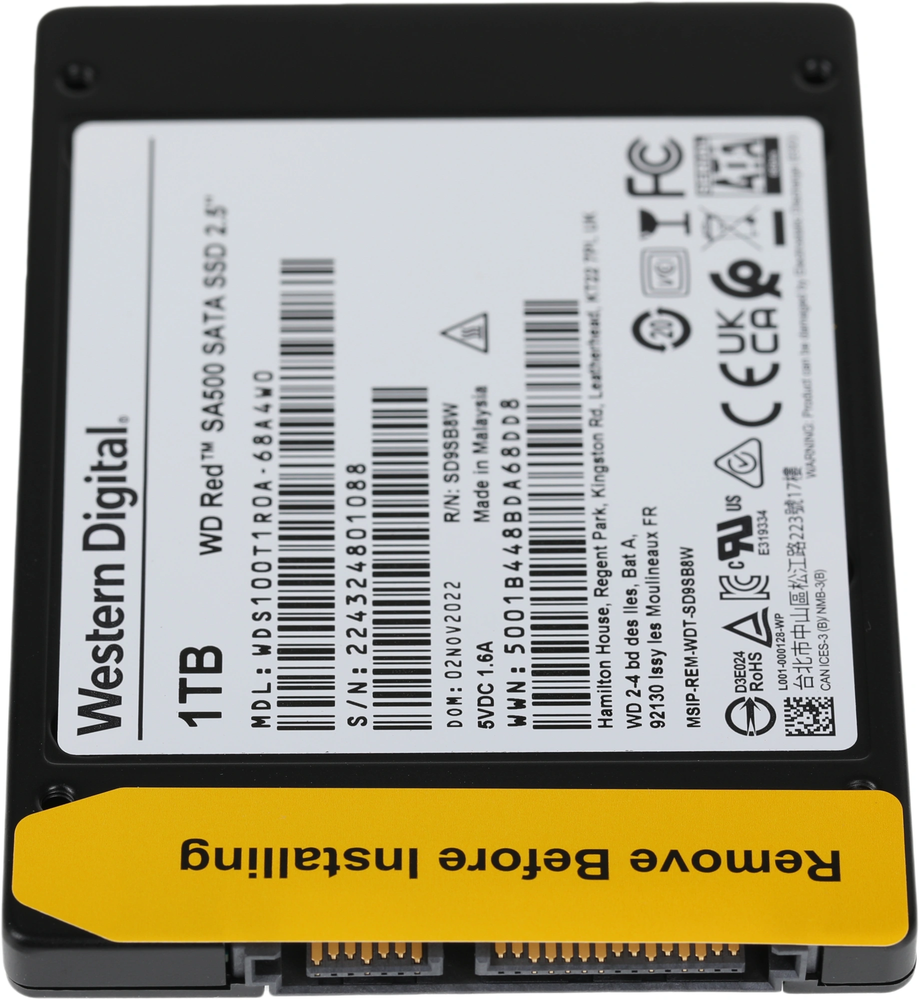 Накопитель SSD WD SATA-III 1TB WDS100T1R0A Red SA500 2.5"