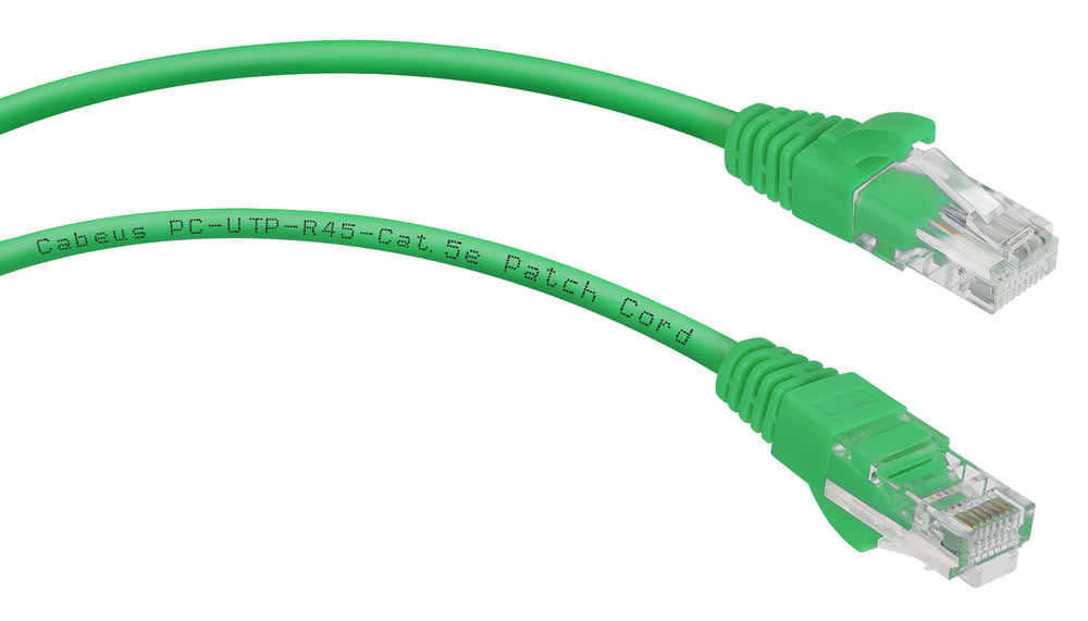 Cabeus PC-UTP-RJ45-Cat.5e-1.5m-GN - Патч-корд U/UTP, категория 5е, 2xRJ45/8p8c, неэкранированный, зеленый, PVC, 1.5м