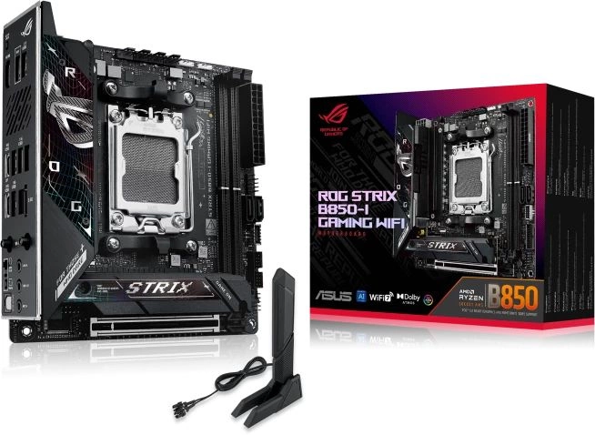 Материнская плата Asus ROG STRIX B850-I GAMING WIFI Socket AM5 AMD B850 2xDDR5 mini-ITX AC`97 8ch(7.1) 2.5Gg RAID+HDMI