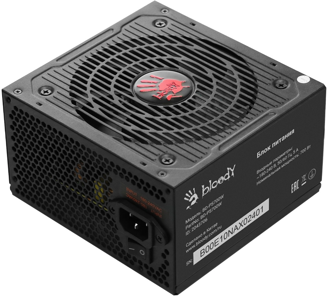 Блок питания Bloody ATX 700W BD-PS700W 80+ white (20+4pin) APFC 120mm fan 6xSATA RTL