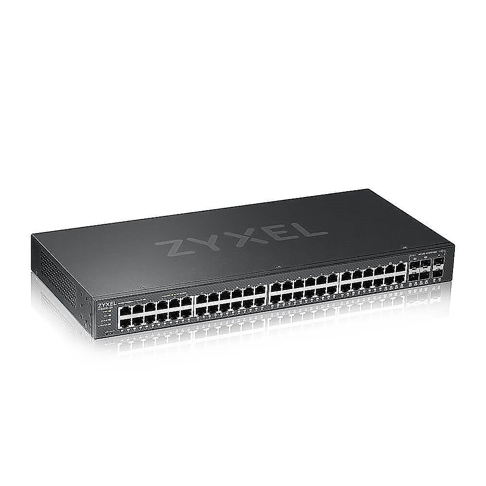 GS2220-50HP - Коммутатор ZYXEL, управляемый L2, PoE+, rack 19", 44xGE PoE+, 4xCombo (SFP/RJ-45 PoE+), 2xSFP, бюджет PoE 375 Вт, автономное/облачное управление