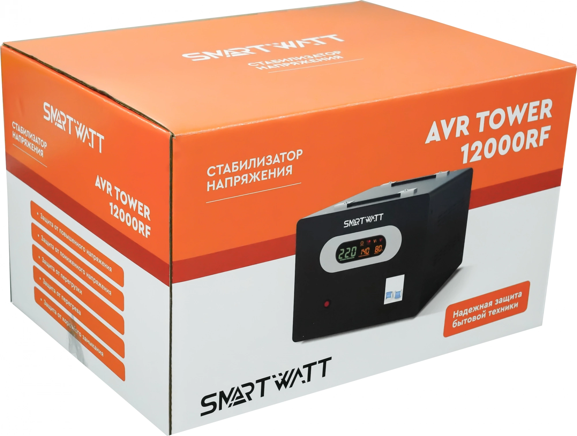 Стабилизатор напряжения Smartwatt AVR Tower 12000RF 12000ВА черный