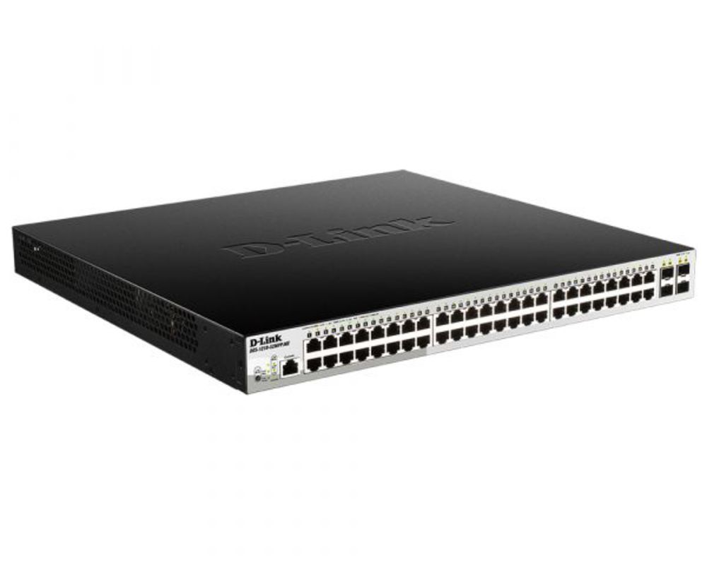 DGS-1210-52MPP/ME/B3A PROJ Управляемый L2 коммутатор с 48 портами 10/100/1000Base-T и 4 портами 1000Base-X SFP (48 портов PoE 802.3af/at, PoE-бюджет 740 Вт)