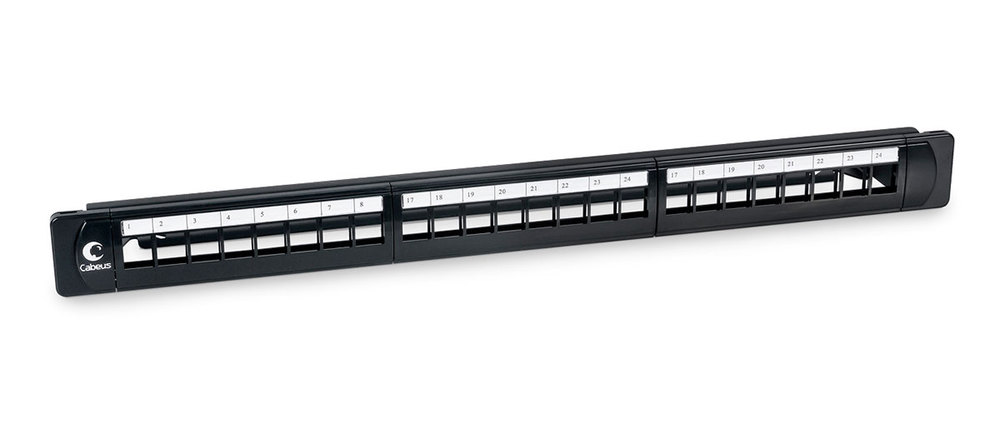 Cabeus PLB-24 -  Модульная патч-панель 19", 24 портов, 1U, для неэкранированных модулей.