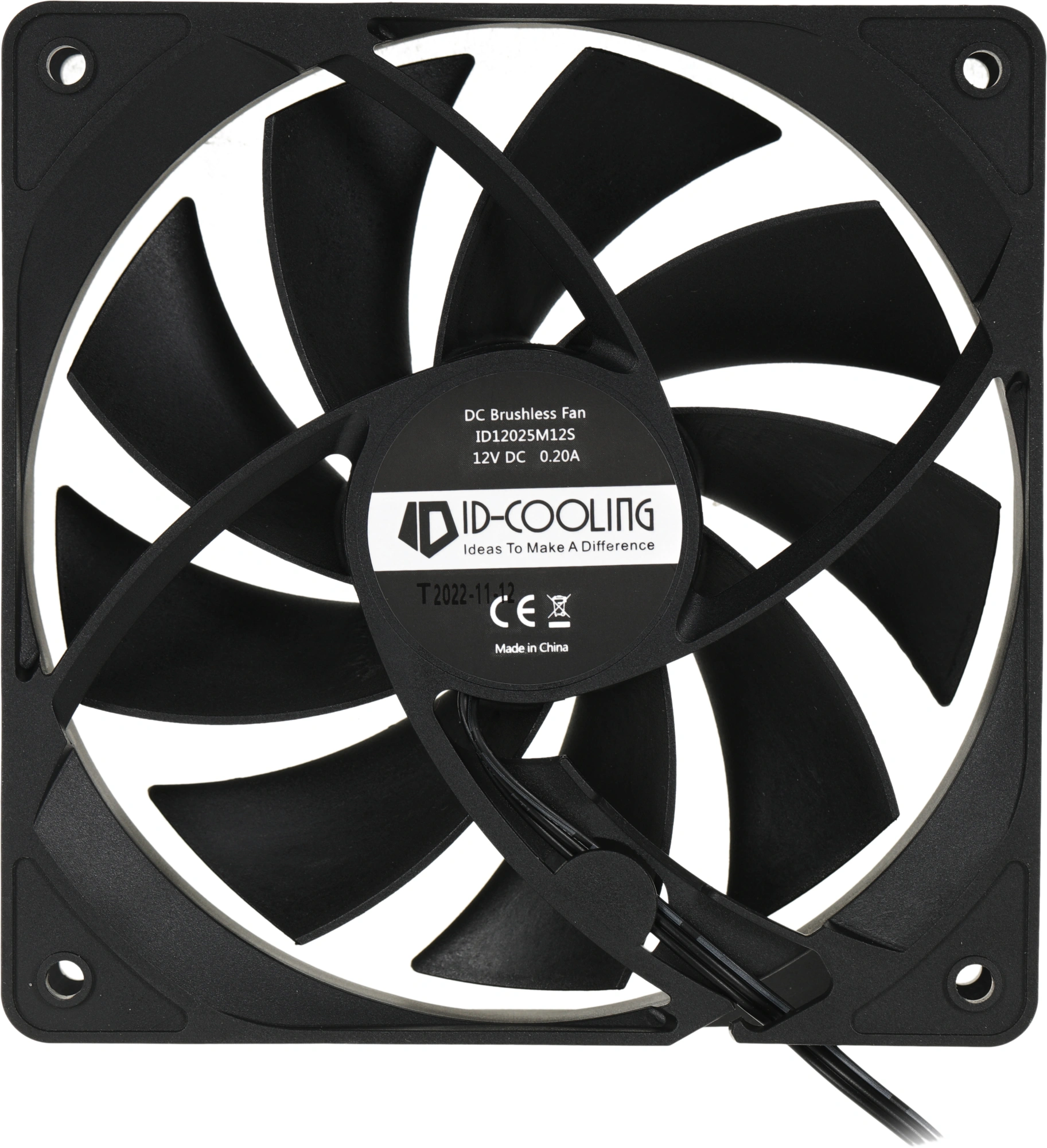 Вентилятор для корпуса ID-Cooling FL-12025K 120х120x25 черный 3-pin 21дБ Ret