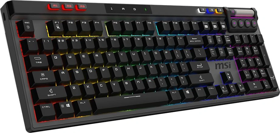 Клавиатура MSI Pro W Silent механическая серый/черный USB Multimedia for gamer LED (подставка для запястий) (S11-43RU210-CLA)