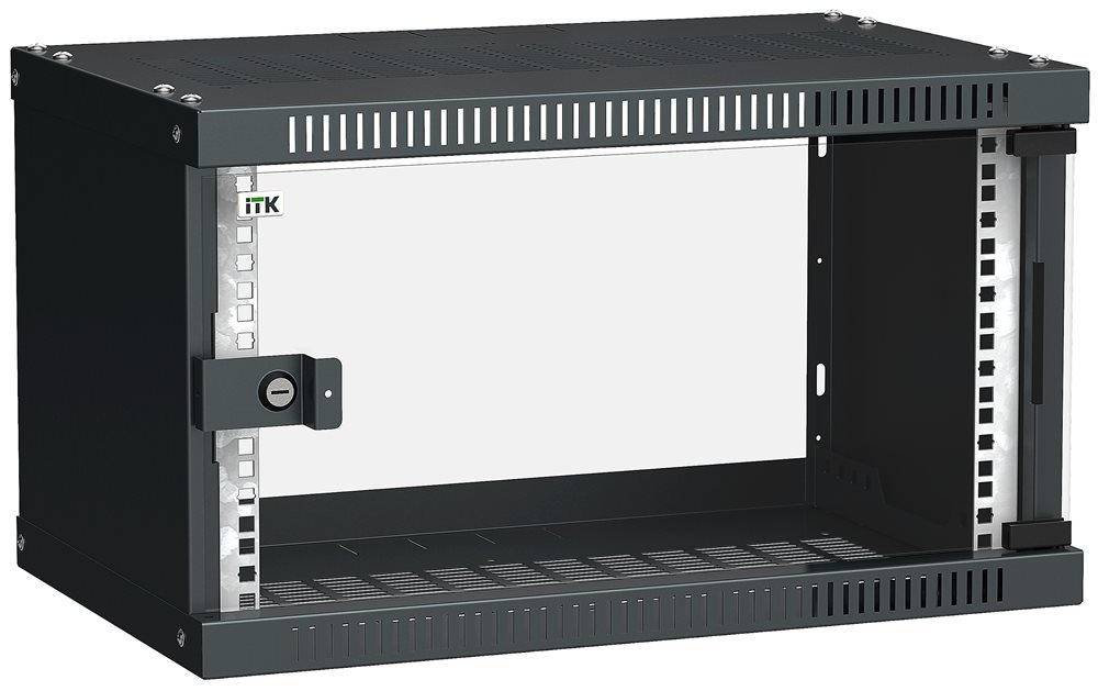 LWE5-06U53-GF - ITK Шкаф LINEA WE 6U 550x350мм дверь стекло черный