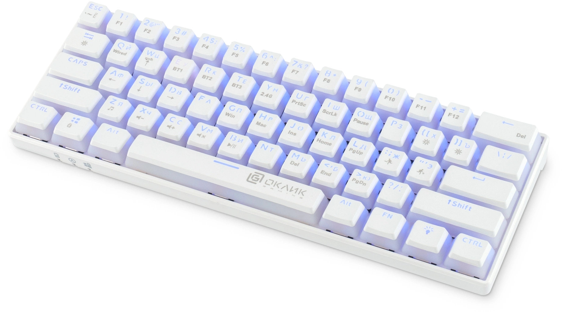 Клавиатура Оклик K763W механическая белый USB беспроводная BT/Radio Multimedia for gamer LED (1920562)