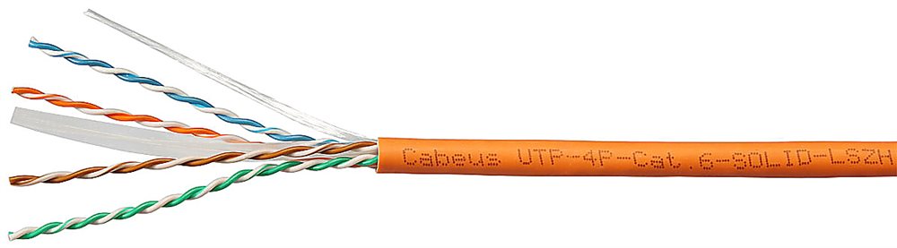 Cabeus UTP-4P-Cat.6-SOLID-LSZH - Кабель витая пара UTP (U/UTP), категория 6, 4 пары (23 AWG), одножильный, LSZH (Low Smoke Zero Halogen) (305 м)