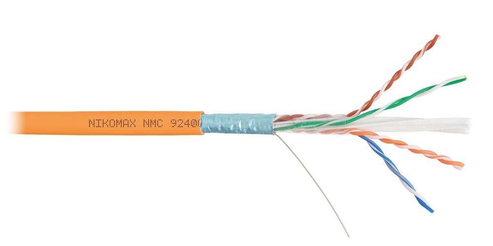 NMC 9240C-OR - Кабель NIKOMAX F/UTP 4 пары, Кат.6 (Класс E), тест по ISO/IEC, 250МГц, одножильный, BC (чистая медь), 23AWG (0,57мм), полимерный материал нг(А)-HF, внутренний, оранжевый, 305м - гарантия: 15 лет / 25 лет системная