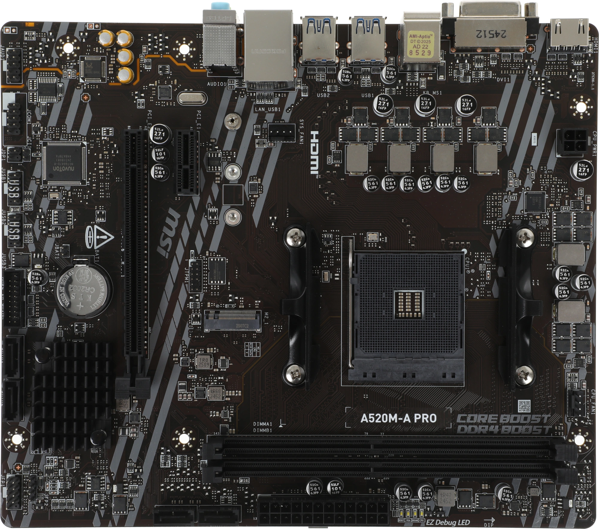 Материнская плата MSI A520M-A PRO Soc-AM4 AMD A520 2xDDR4 mATX AC`97 8ch(7.1) GbLAN RAID+DVI+HDMI