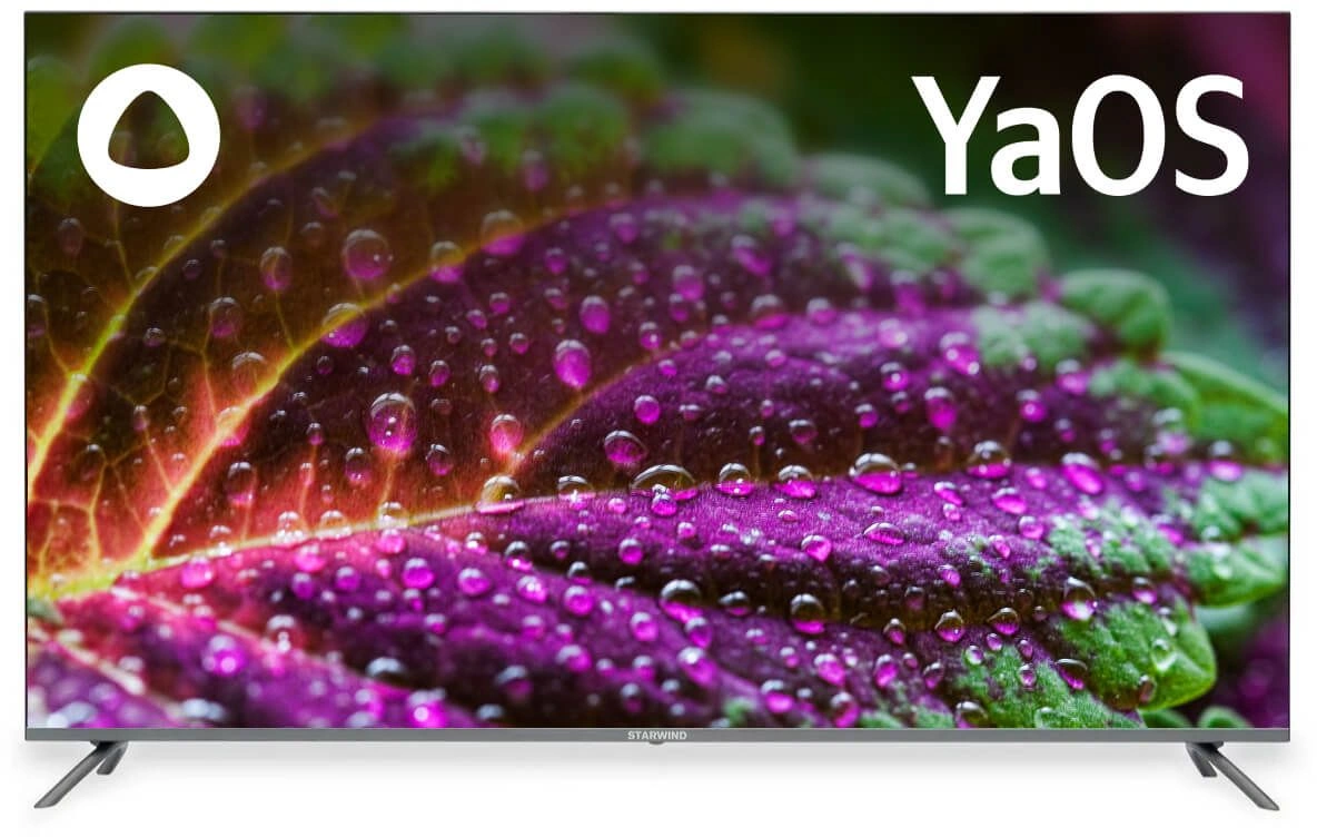 Телевизор LED Starwind 58" SW-LED58UG401 Яндекс.ТВ Frameless стальной 4K Ultra HD 60Hz DVB-T DVB-T2 DVB-C DVB-S DVB-S2 USB WiFi Smart TV