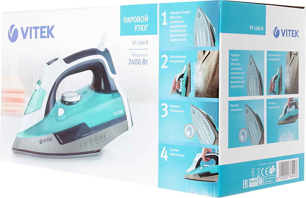 Утюг Vitek 1266-VT-02 2400Вт бирюзовый/белый