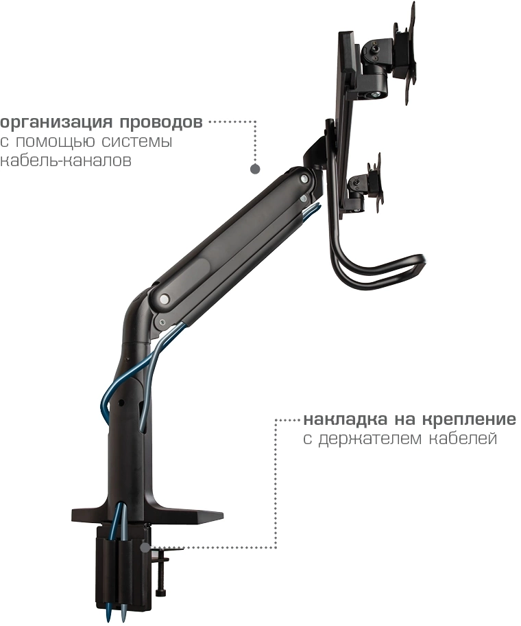 Кронштейн для мониторов Kromax OFFICE-20 черный 17"-35" макс.10кг настольный поворот и наклон