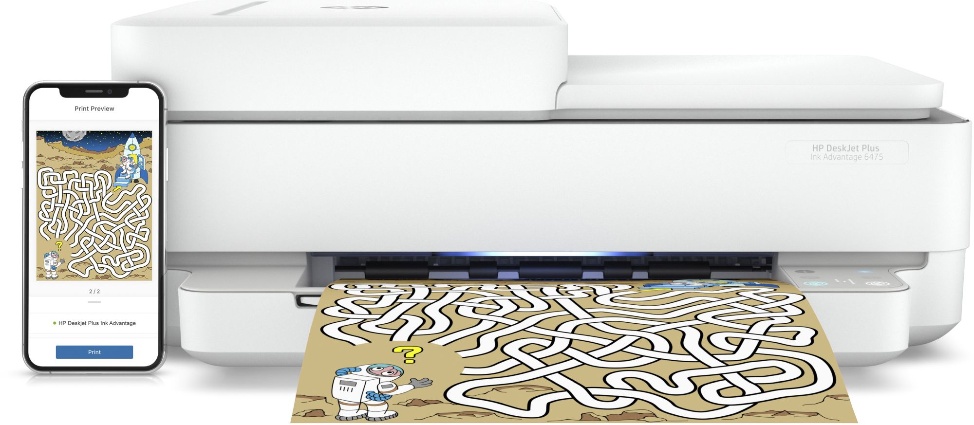 МФУ струйный HP DeskJet Plus Ink Advantage 6475 (5SD78C) A4 Duplex WiFi белый