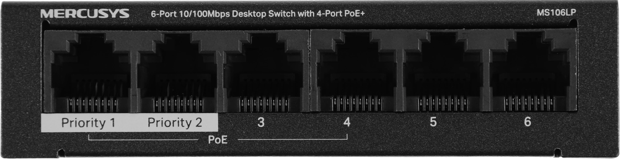 Коммутатор Mercusys MS106LP (L2) 6x100Мбит/с 4PoE+ 40W неуправляемый