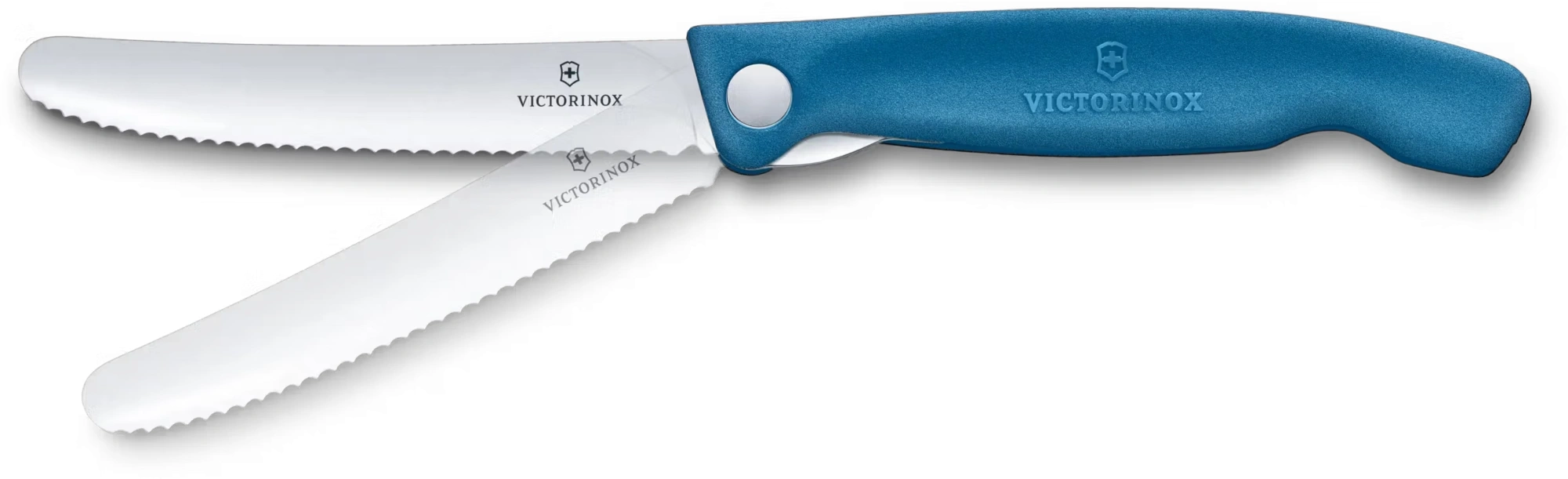 Нож кухонный Victorinox Swiss Classic 6.7832.FC1 стальной столовый лезв.110мм серрейт. заточка синий карт.коробка