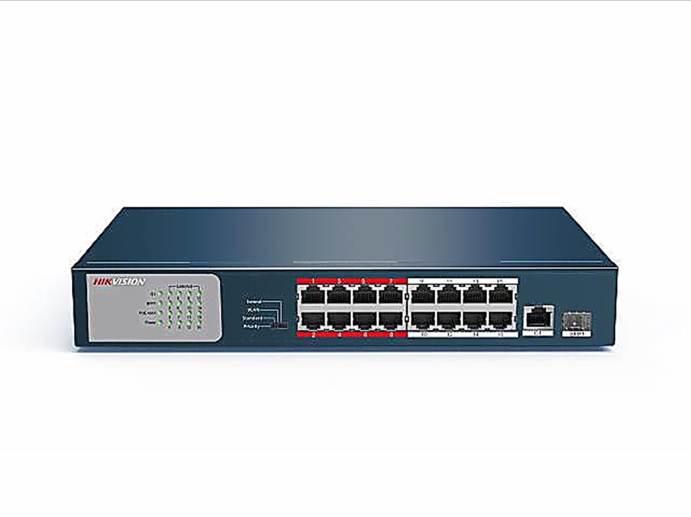 Неуправляемый PoE коммутатор DS-3E0318P-E/M (B)  16 портов RJ45 100M PoE