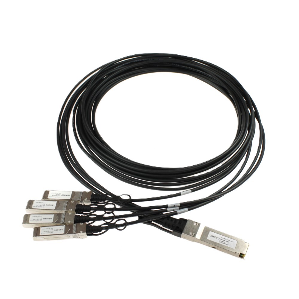 OC-QSFP-4x10G-3M - Объединительный DAC кабель QSFP+ 40G для 4х10G, OSNOVO. Скорость: 40 Гбит/c. Тип разъема: QSFP+/SFP+. Длина кабеля 3м. Размеры коннектора (ШхВхГ): 11x9x101мм. Рабочая температура: 0…+70°С.