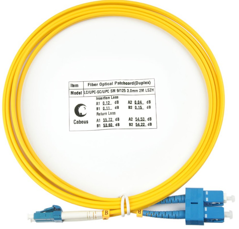 Cabeus FOP(d)-9-LC-SC-2m - Шнур оптический duplex LC-SC 9/125 sm 2м LSZH