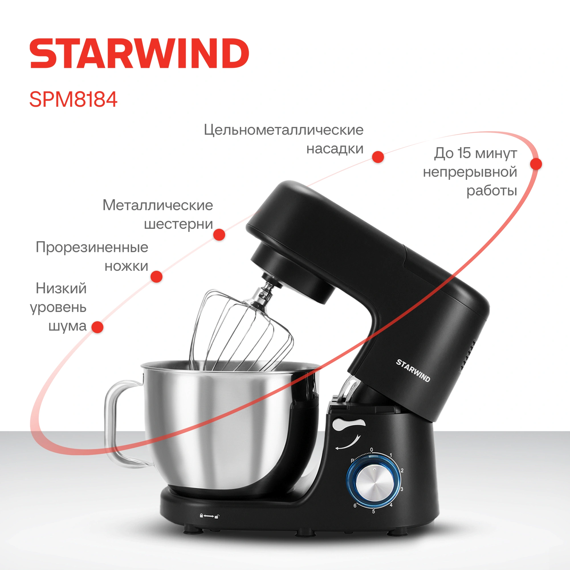 Миксер планетарный Starwind SPM8184 1900Вт черный