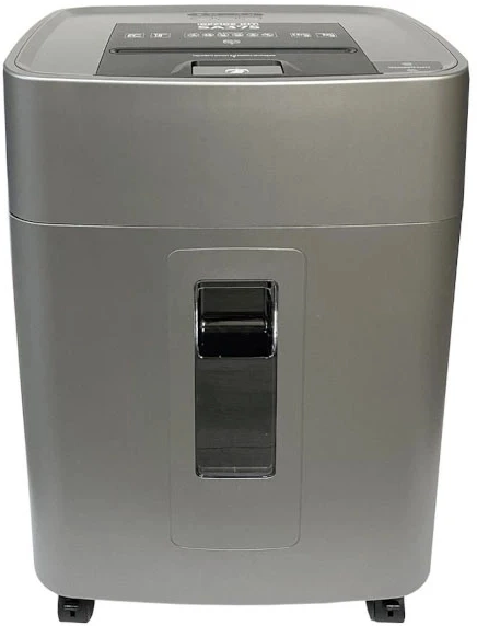 Шредер Office Kit SA375 серый/черный с автоподачей (секр.P-4) фрагменты 375лист. 42лтр. скрепки скобы пл.карты CD