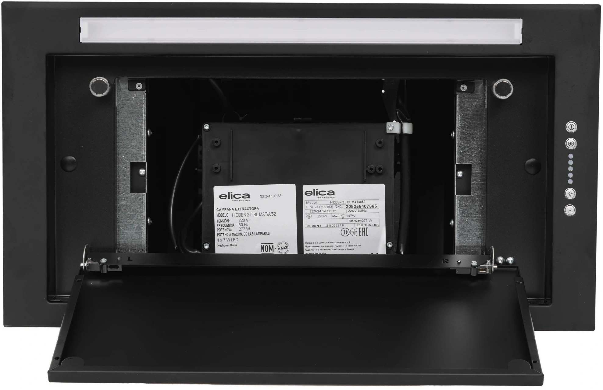 Вытяжка встраиваемая Elica Hidden 2.0 BL MAT/A/52 черный управление: кнопочное (1 мотор)
