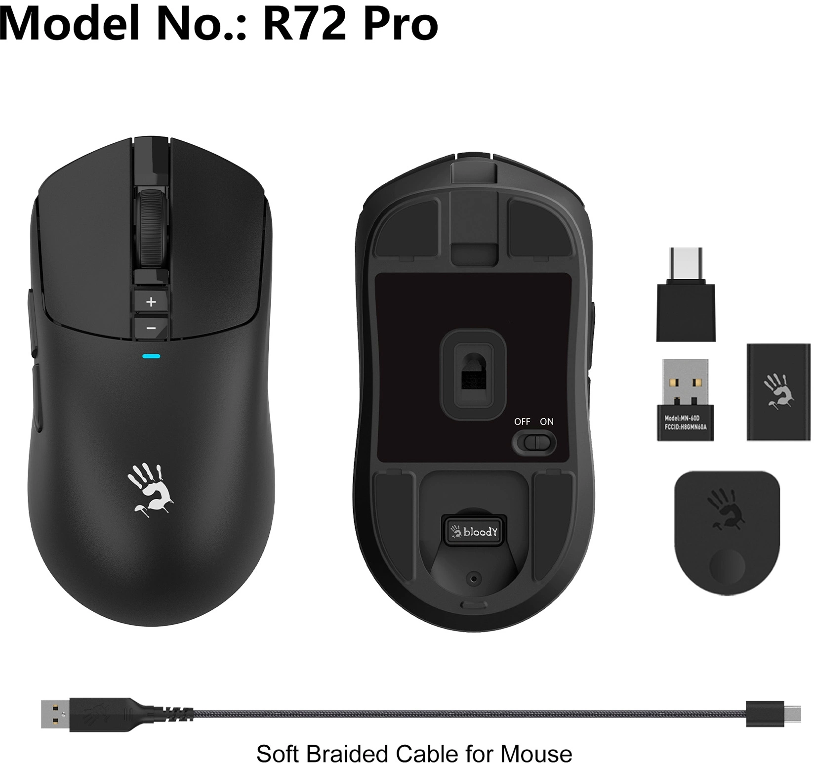 Мышь A4Tech Bloody R72 Pro черный оптическая 26000dpi беспров. USB-C 7but