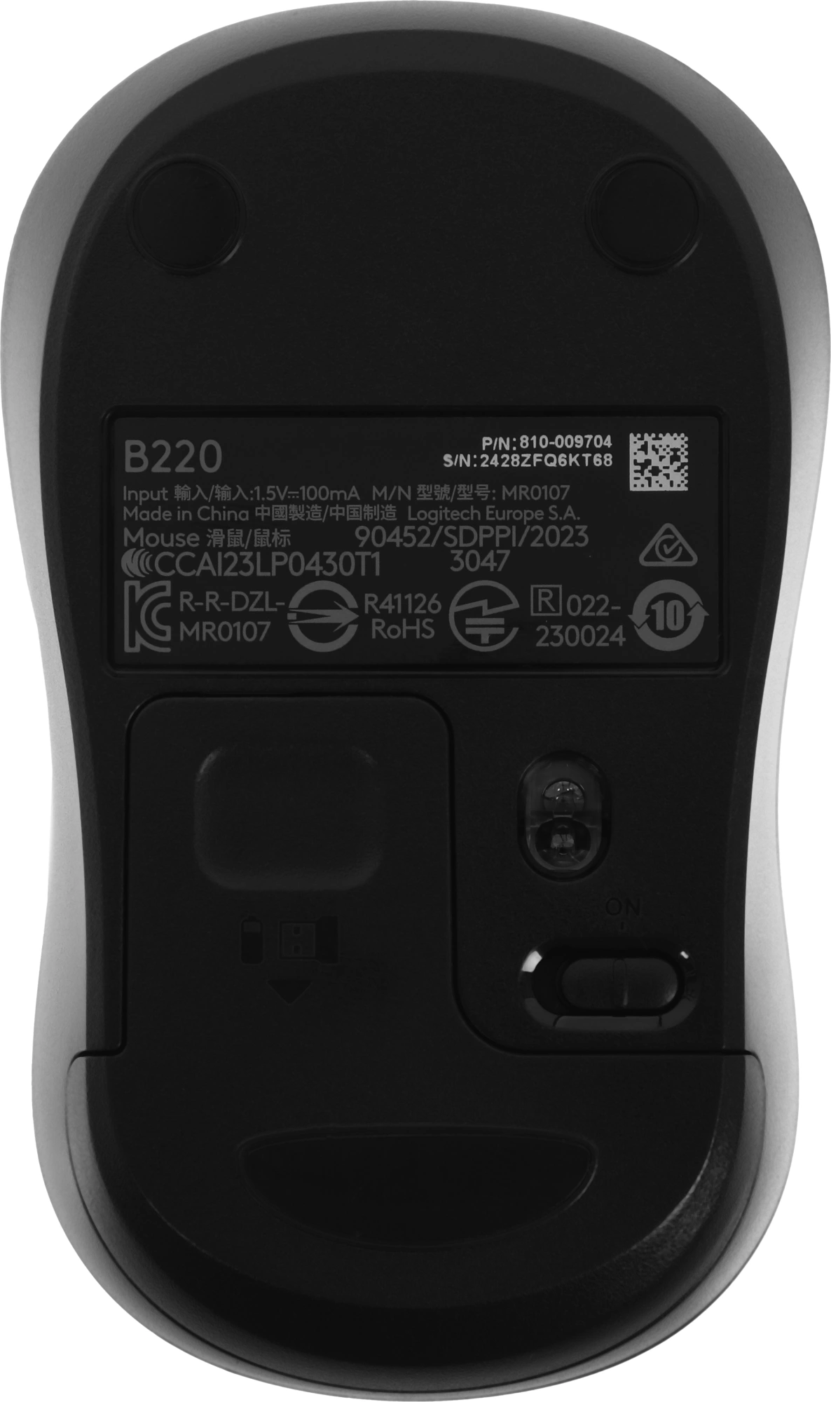 Мышь Logitech B220 Silent черный оптическая 1000dpi silent беспров. USB 2but (910-005553)