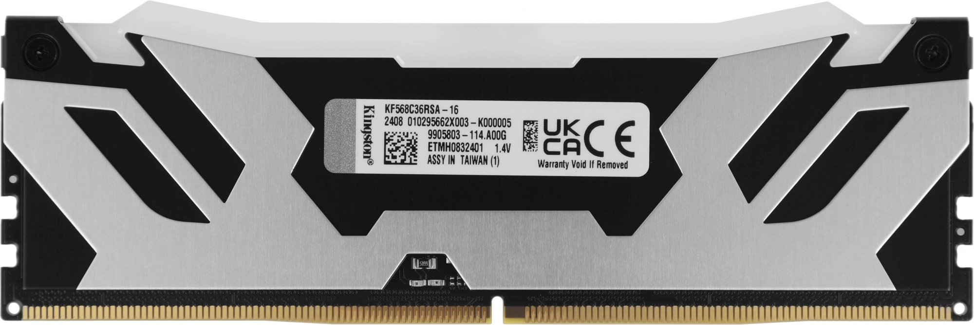 Память DDR5 16GB 6800MHz Kingston KF568C36RSA-16 Fury Renegade Silver XMP RGB RTL Gaming PC5-54400 CL36 DIMM 288-pin 1.4В kit с радиатором Ret