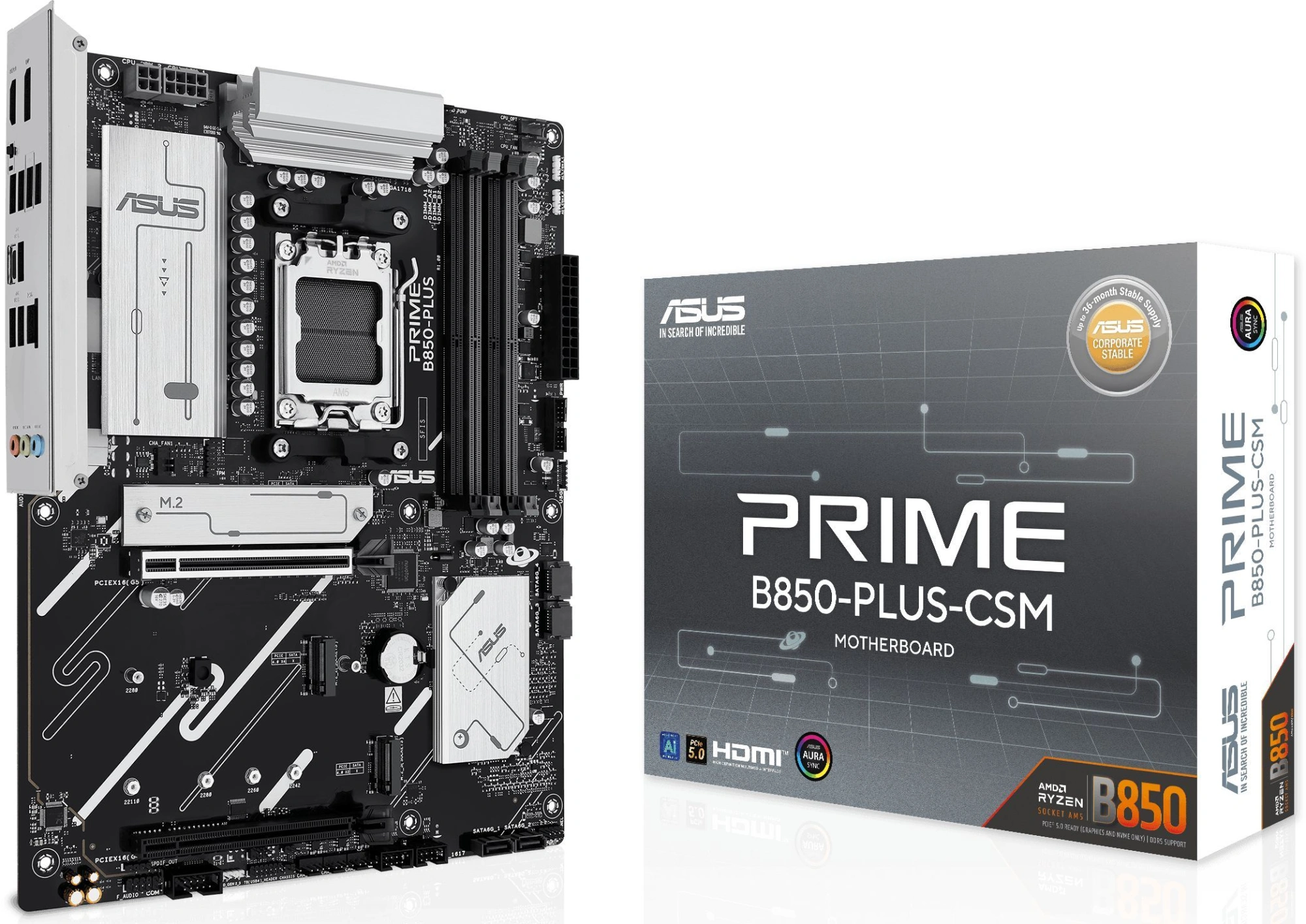 Материнская плата Asus PRIME B850-PLUS-CSM Socket AM5 AMD B850 4xDDR5 ATX AC`97 8ch(7.1) 2.5Gg RAID+HDMI+DP