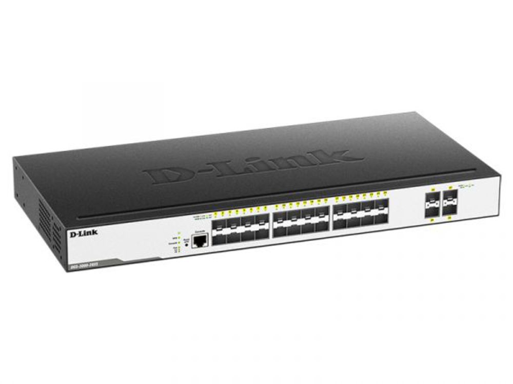 DGS-3000-28XS/B1A Управляемый L2 коммутатор D-Link с 24 портами 1000Base-X SFP и 4 портами 10GBase-X SFP+