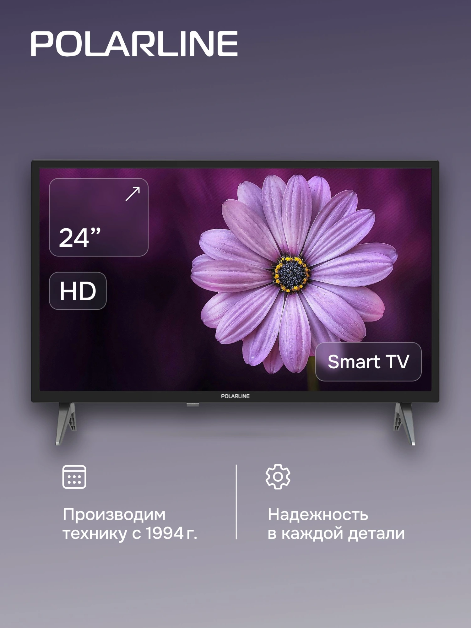 Телевизор LED PolarLine 24" 24PL51TC-SM черный HD 60Hz DVB-T DVB-T2 DVB-C DVB-S2 USB WiFi Smart TV (RUS)