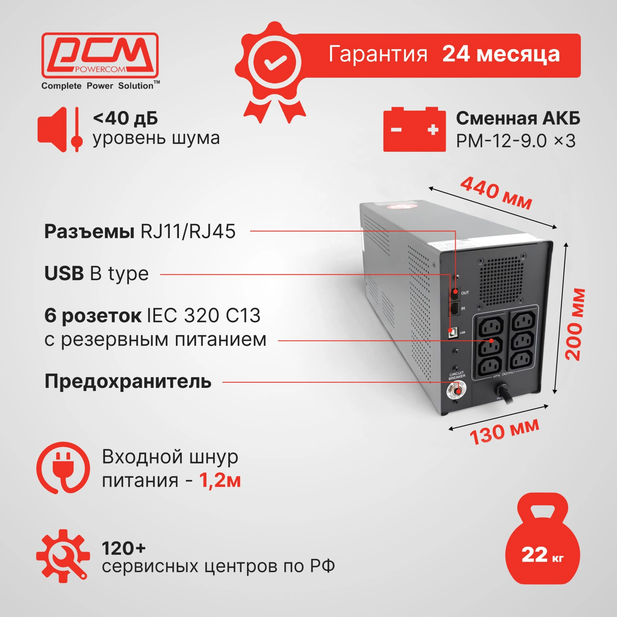 Источник бесперебойного питания Powercom Imperial IMD-3000AP 1800Вт 3000ВА черный