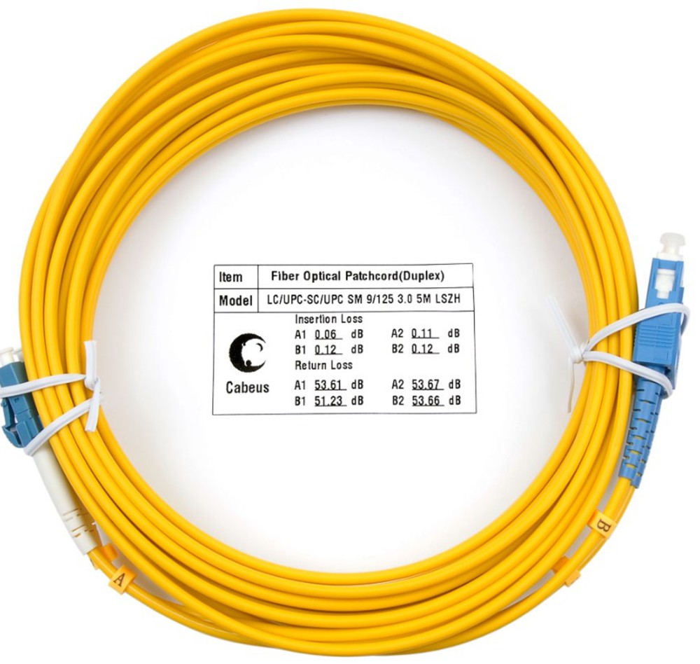 Cabeus FOP(d)-9-LC-SC-5m Шнур оптический duplex LC-SC 9/125 sm 5м LSZH