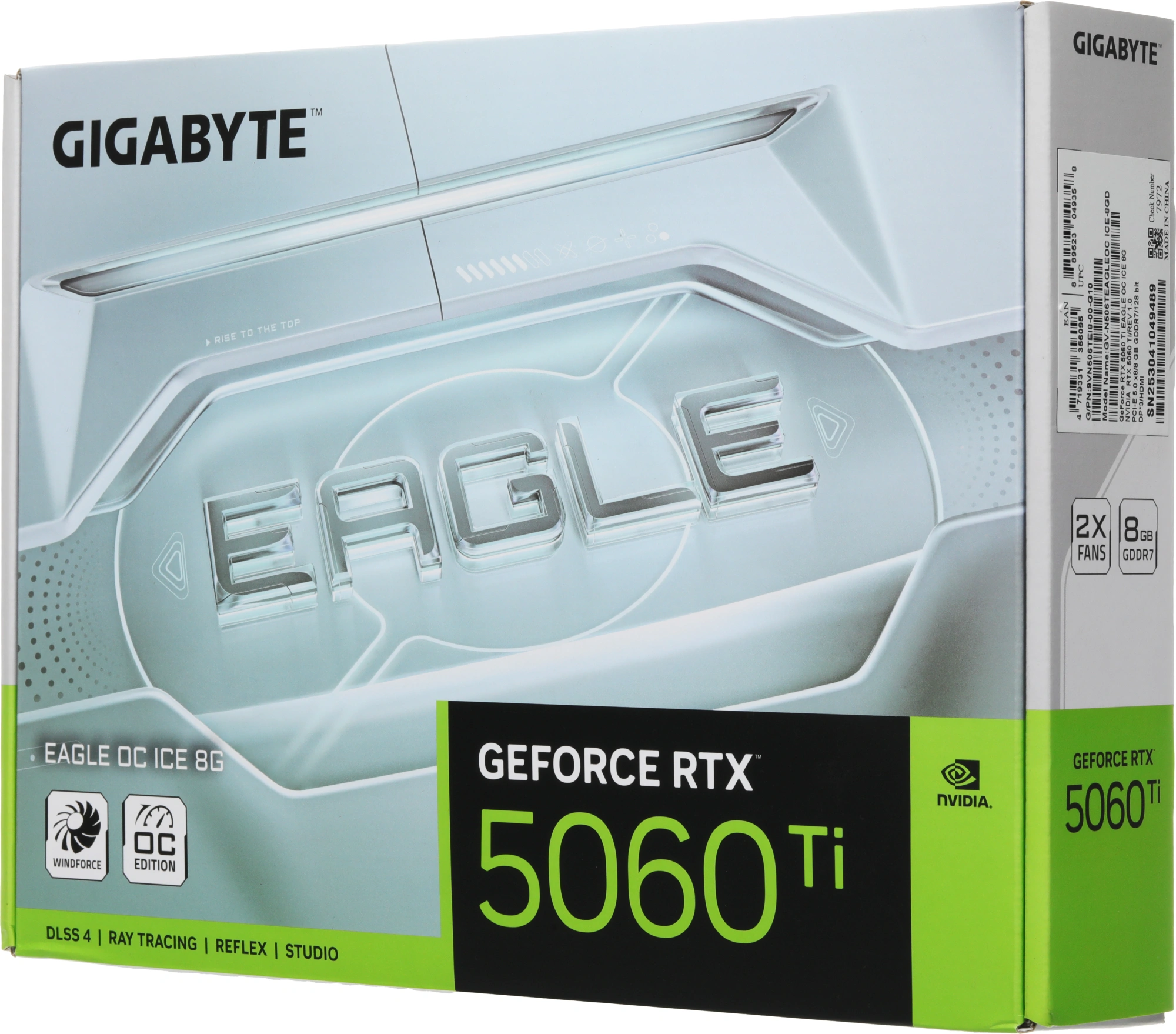 Видеокарта Gigabyte PCI-E 5.0 GV-N506TEAGLEOC ICE-8GD 1.0 NVIDIA GeForce RTX 5060TI 8Gb 128bit GDDR7 2572/28000 HDMIx1 DPx3 HDCP Ret