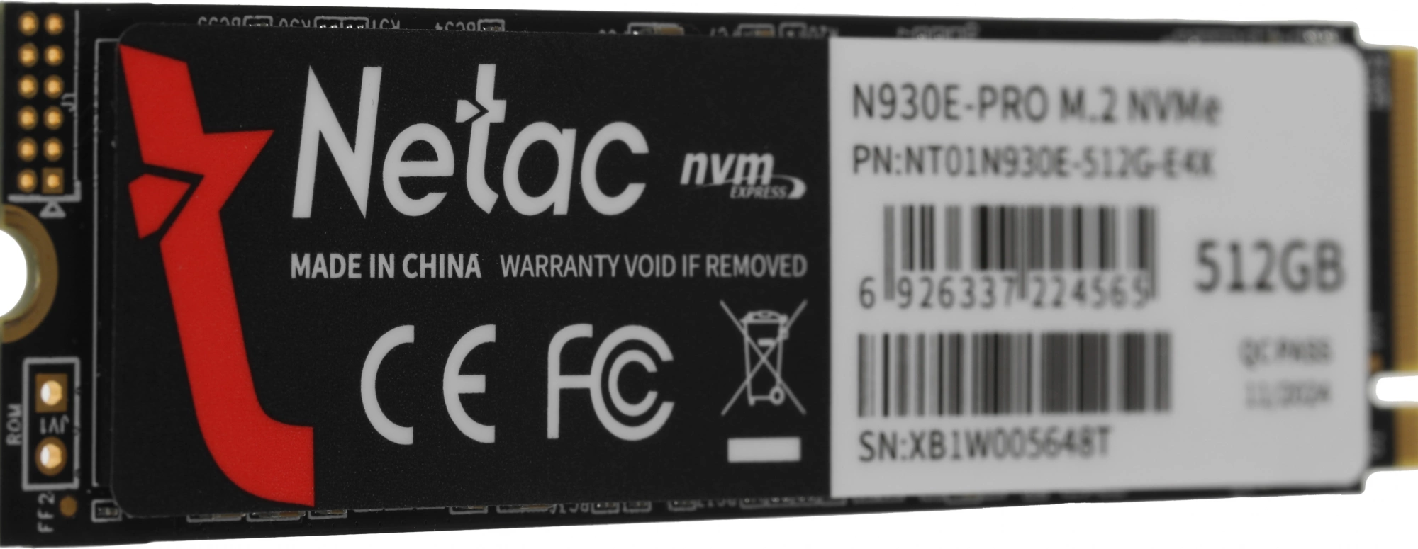 Накопитель SSD Netac PCIe 3.0 x4 512GB NT01N930E-512G-E4X N930E Pro M.2 2280