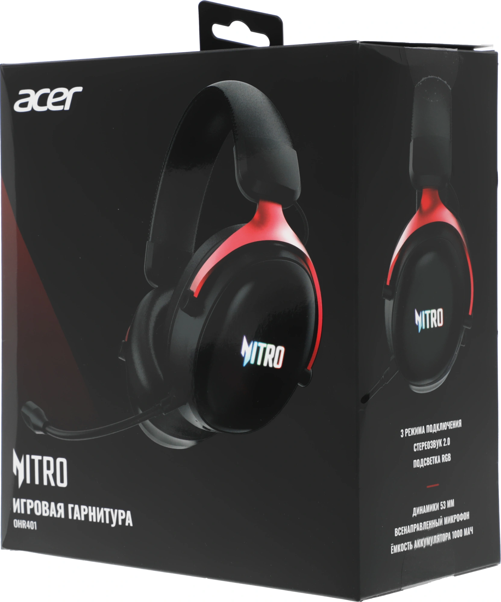 Наушники с микрофоном Acer Nitro OHR401 черный мониторные BT/Radio/3.5mm оголовье (ZL.HDSEE.00H)