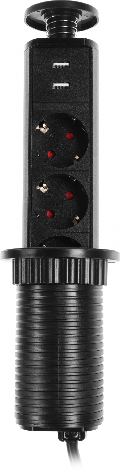 Сетевой разветвитель Premier 3R USB 1.8м (3 розетки) черный (коробка)