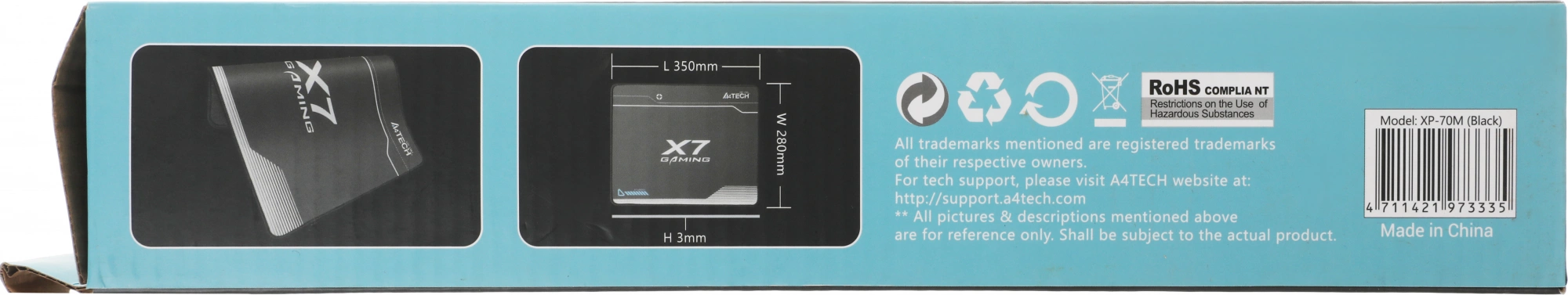 Коврик для мыши A4Tech X7 Pad XP-70M Средний черный 350x280x3мм