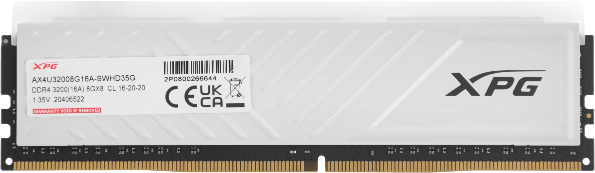 Память DDR4 8GB 3200MHz A-Data AX4U32008G16A-SWHD35G XPG Spectrix D35G RGB RTL Gaming PC4-25600 CL16 DIMM 288-pin 1.35В single rank с радиатором Ret
