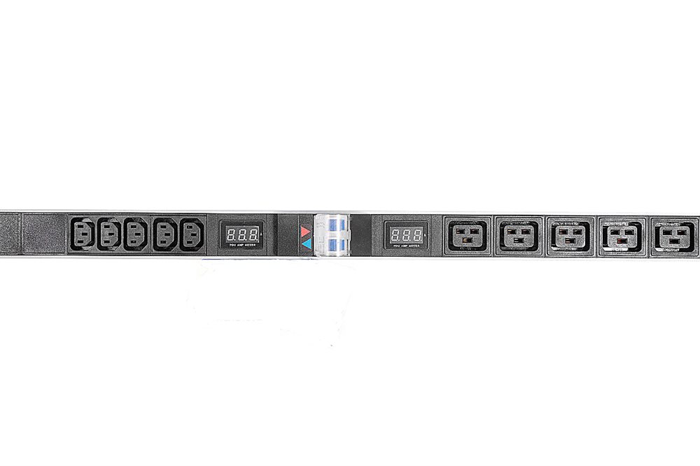 R-32-2x(10C13-5C19-A-Am)-1420-K - Вертикальный блок розеток Rem-32 на 2 контура по  10 IEC 60320 C13, 5 IEC 60320 C19 с авт., и амп., 2 ? 16 А, алюм., 33-38U, колодка