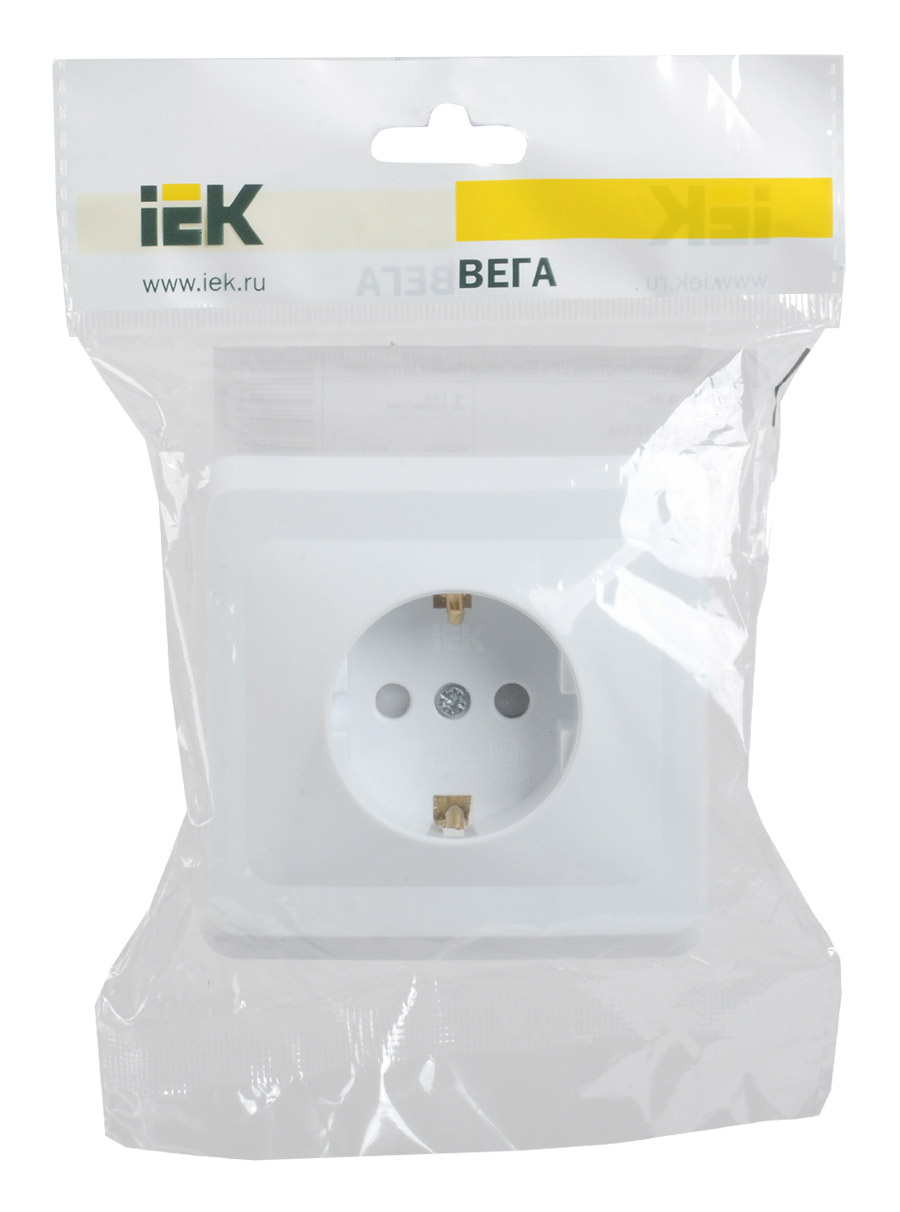 Розетка силов. IEK Вега ERV14-K01-16-DM одинар. скрыт. зазем. штор. крыш. IP20 белый (упак.:1шт)