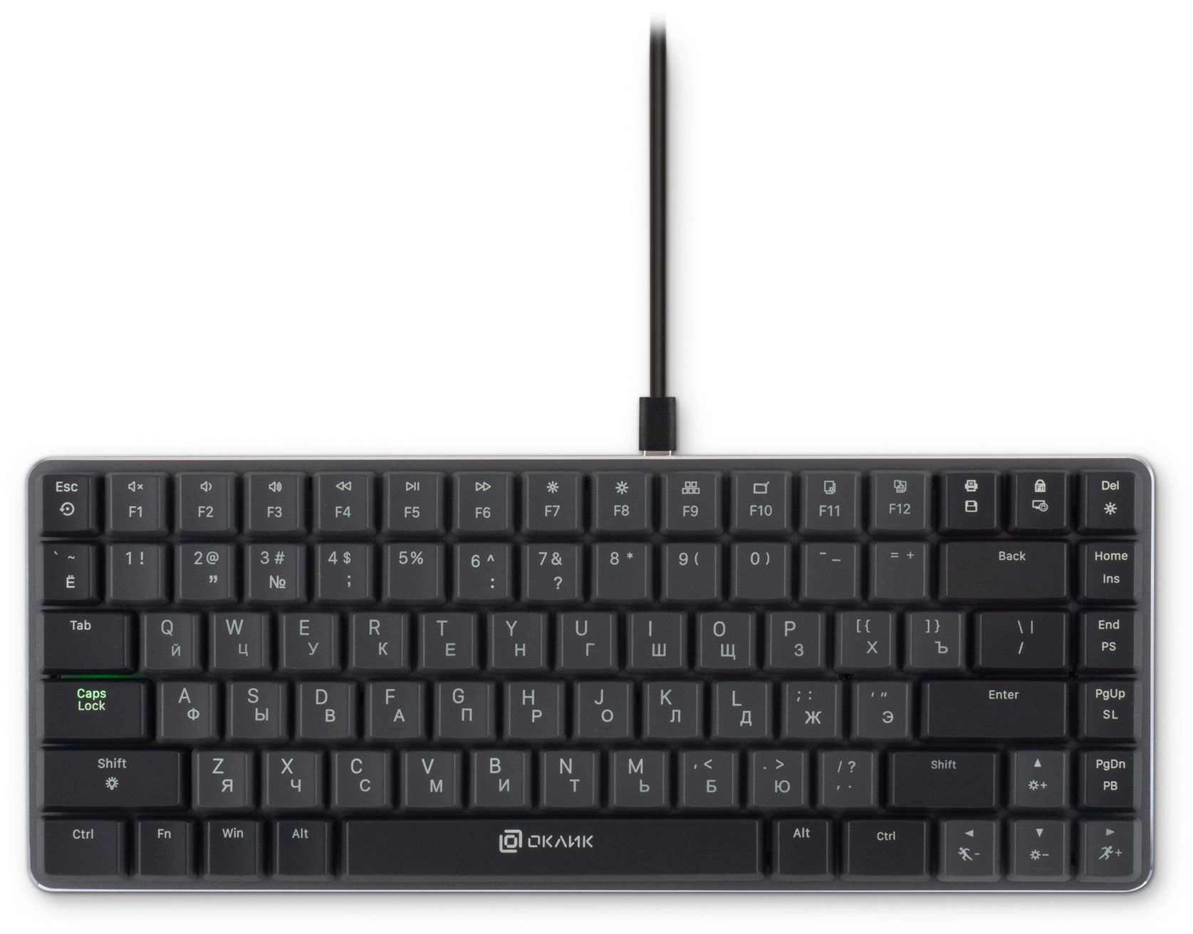 Клавиатура Оклик K615X механическая серый/серебристый USB slim Multimedia for gamer LED (1934413)