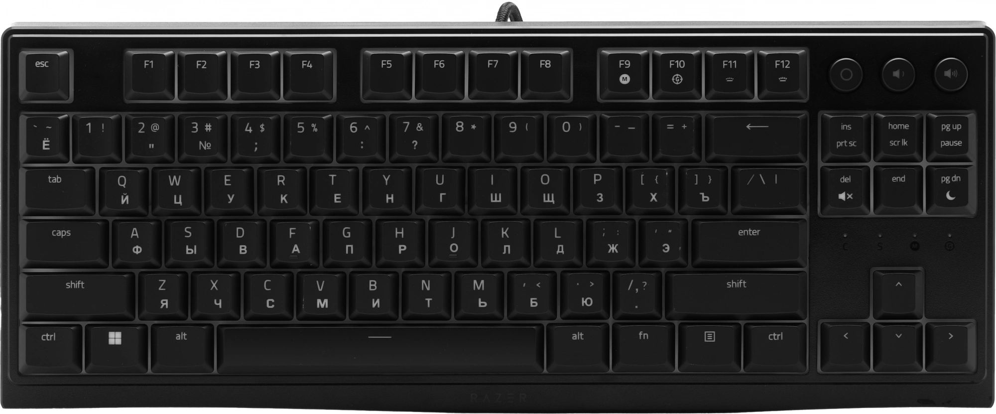 Клавиатура Razer Ornata V3 Tenkeyless черный USB Multimedia for gamer LED (подставка для запястий) (RZ03-04880100-R3M1) кабель 2м