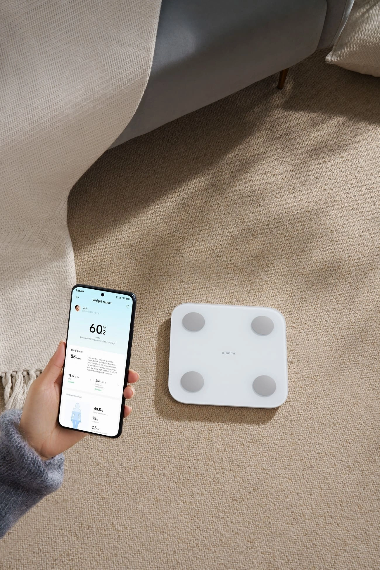 Весы напольные электронные Xiaomi Body Composition Scale S400 макс.150кг белый