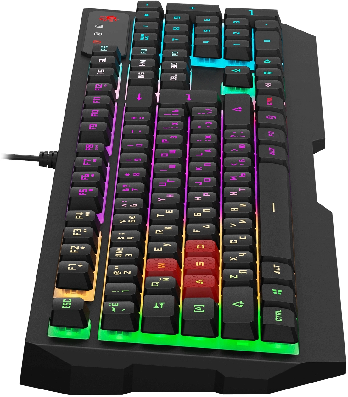 Клавиатура A4Tech B140N черный USB for gamer LED (подставка для запястий) кабель 1.8м