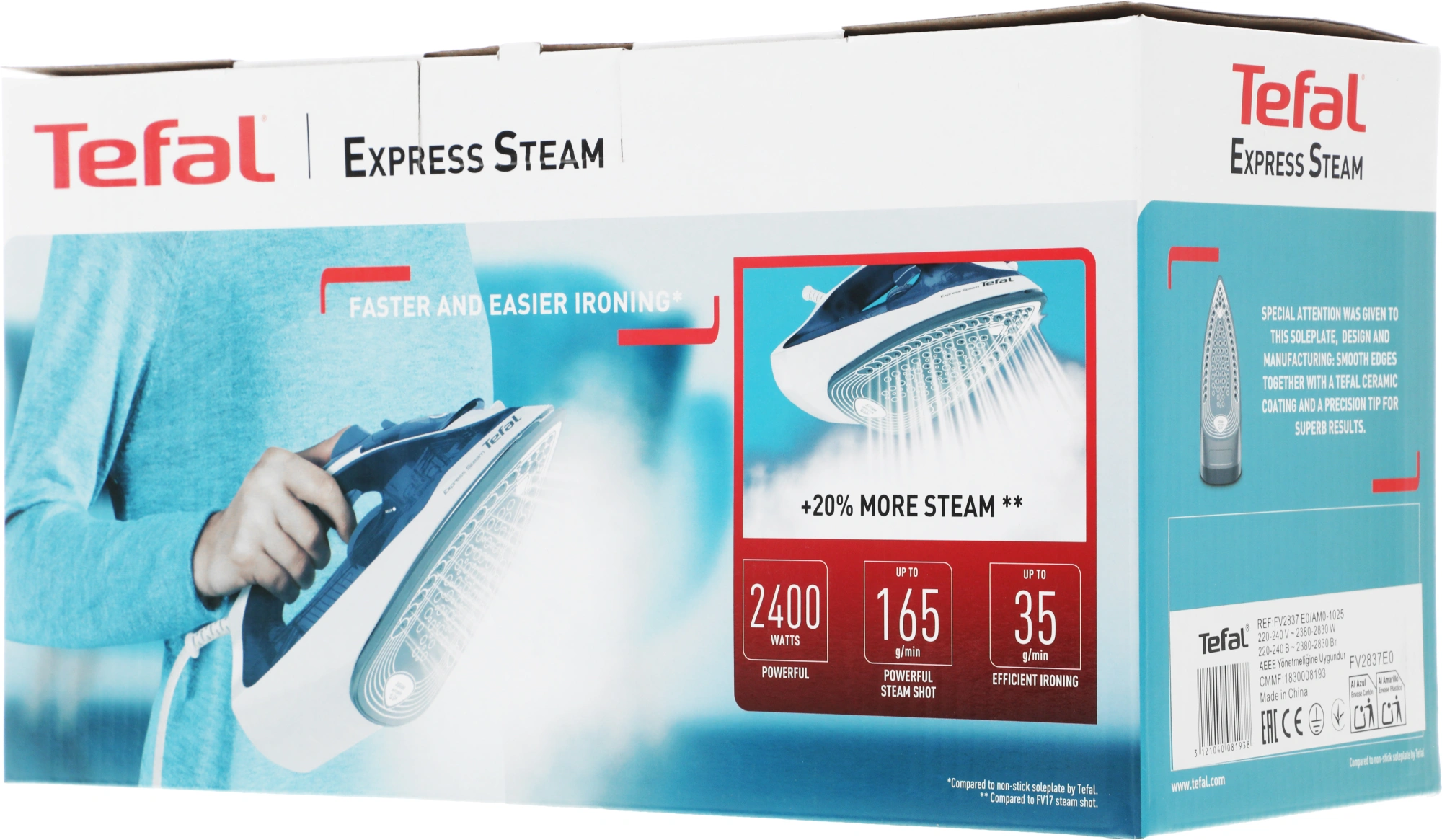 Утюг Tefal FV2837E0 2400Вт синий/белый
